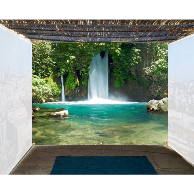 The Banias Waterfall Israel Panoramic Sukkah Walls Fabric Custom Murals