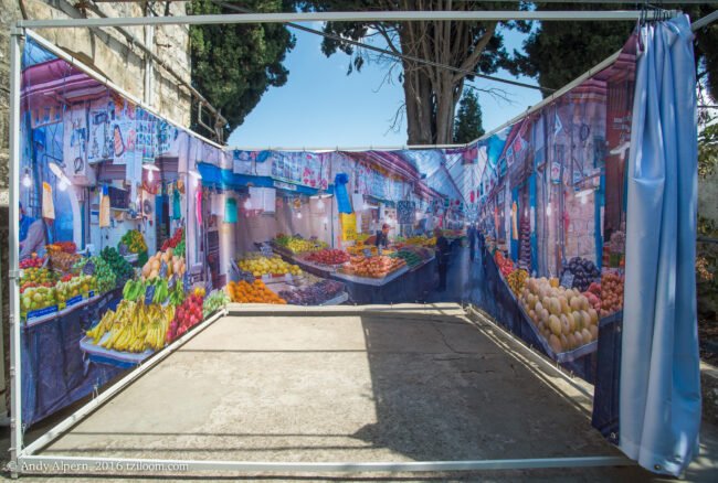 The Shuk-Machaneh Yehudah Jerusalem Panoramic Sukkah Walls Fabric Custom Murals