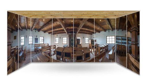 Baal Shem Tov Synagogue Panoramic Sukkah Wallpaper - stage03.sukkah360.com