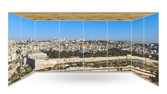 Jerusalem Old City Temple Mount Panoramic Sukkah Wallpaper - sukkah360.com