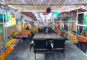 The Shuk Machaneh Yehudah Panoramic Sukkah Wallpaper - stage03.sukkah360.com