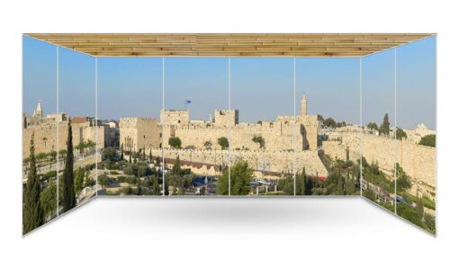 Jerusalem Old City Walls Panoramic Sukkah Wallpaper - stage03.sukkah360.com