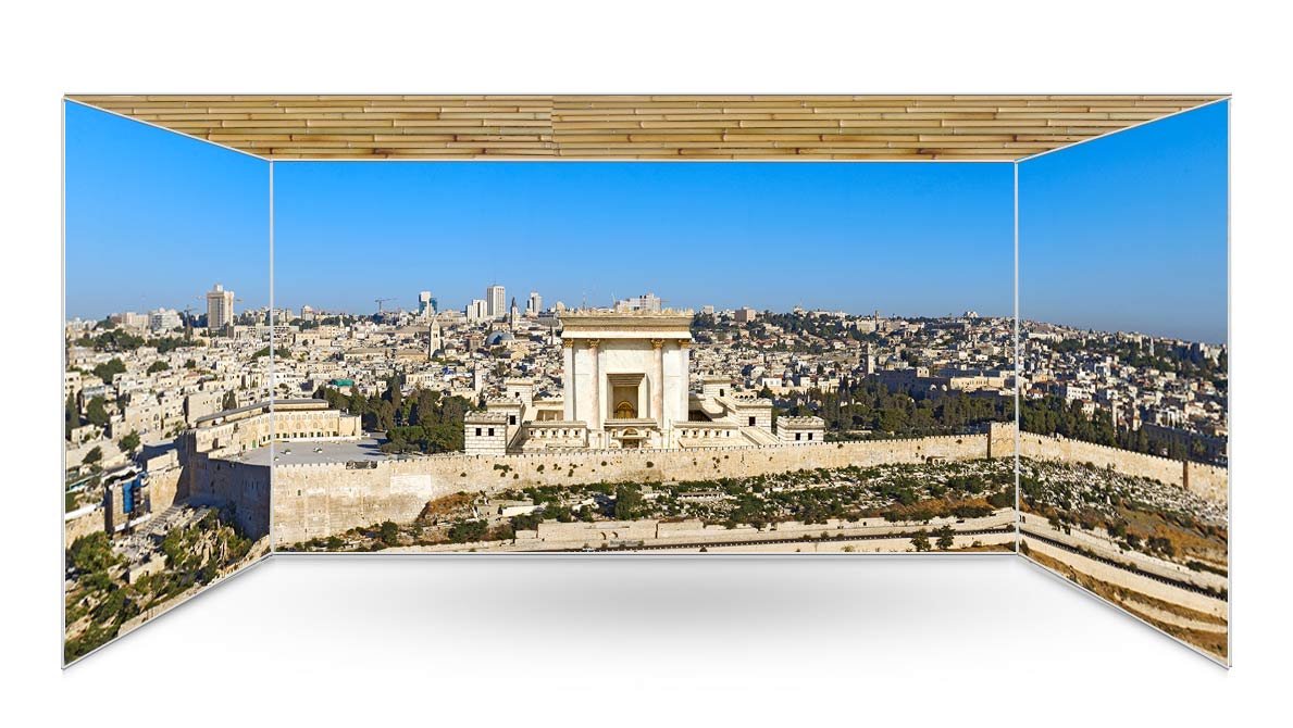 Jerusalem Skyline with Beit HaMikdash Sukkah Kit