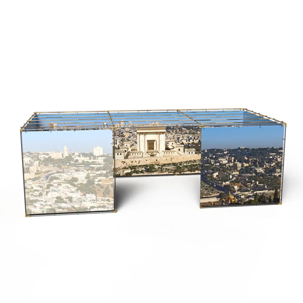 The Beit HaMikdash Jerusalem Panoramic Sukkah Kit Frame Walls and Schach Sukkah360.com