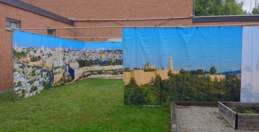 Jerusalem OId City Skyline Panoramic Sukkah Kit Frame Walls and Schach
